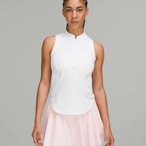 LULULEMON White Front Zip Mock Neck Tennis Tank Top size 8